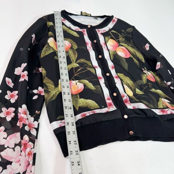 Ted Baker London Sweater Womens 16 TED 5 Black Button Front Crew Neck Cardigan - Picture 2 of 8